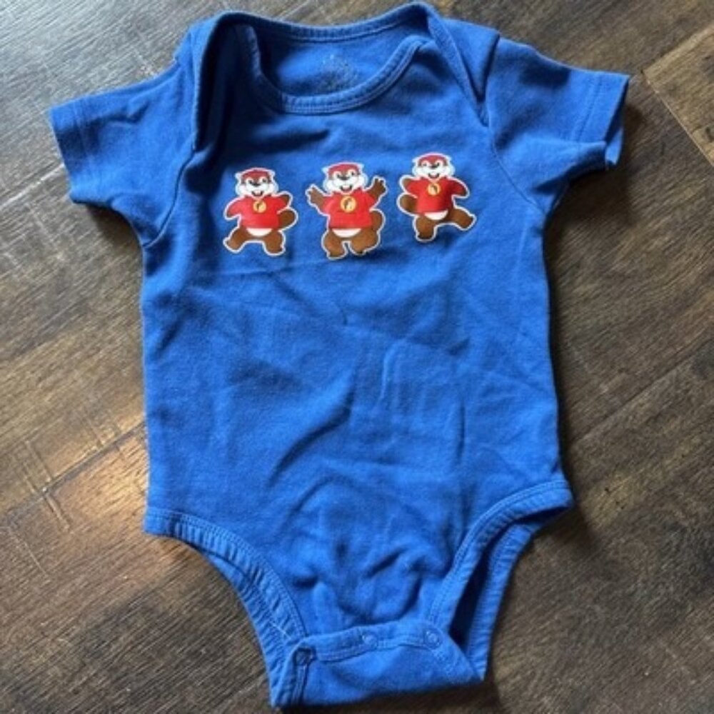 Buc-ees Bodysuit Blue Baby Infant 12 Months Short Sleeve Beaver  Bucees